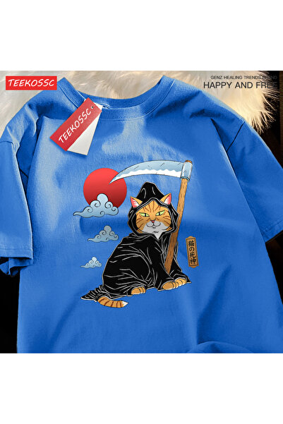 StartMore تي شيرت Y2k Vintage تي شيرت ياباني Harajuku Death Scythe Cat