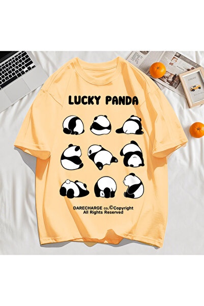 StartMore تي شيرت Y2k Vintage تي شيرت Lucky Panda بنمط محفوظ بالكامل