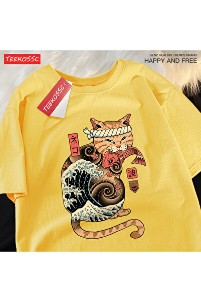 StartMore Y2K Vintage T-Shirt Tee Japanese Harajuku Ukiyo-E Cat