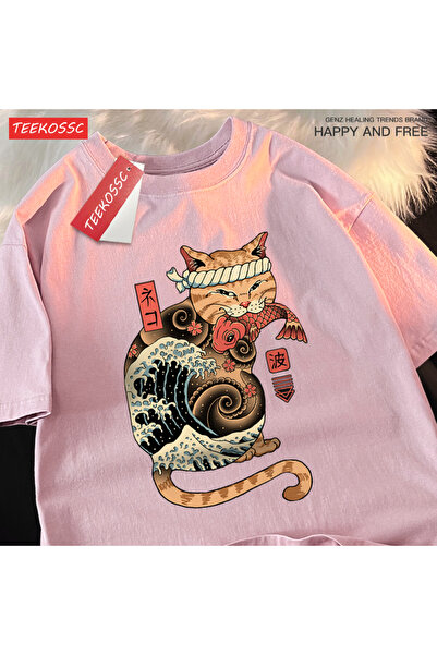 StartMore تي شيرت Y2k Vintage تي شيرت ياباني Harajuku ukiyo-e cat