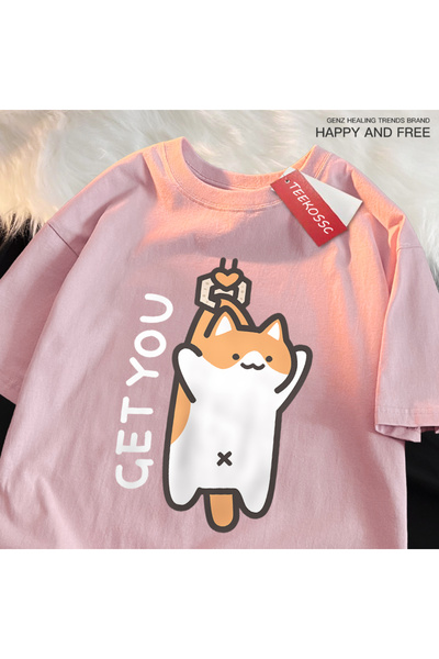 StartMore تي شيرت Y2k Vintage Tee Buyer Baby Fun Cat مطبوع ياباني