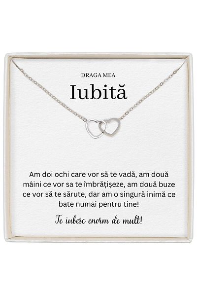 The Jewel Heart Necklace With Interlocking Hearts For Your Lover, Jewelry With Meaning, Length 39+5 cm