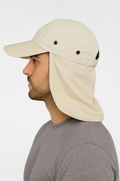 CosmoOutlet Beige Legionnaire Hat for Land with Uv Protection Summer Ensele and Long Visor