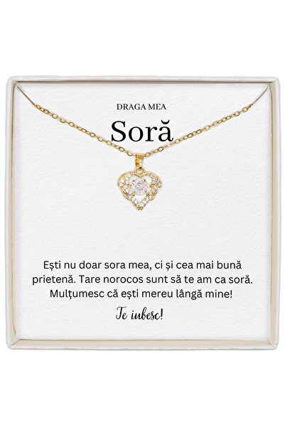 The Jewel Heart Cadou Special Pentru Sora, Colier În Formă De Inimă, Elegant Și Delicat, 39+5 cm