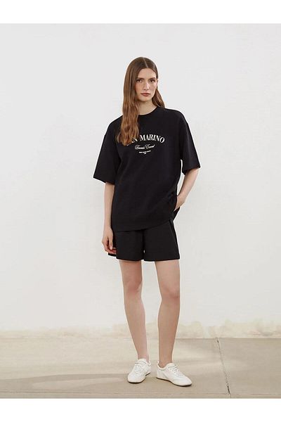 LC Waikiki Γυναικείο μπλουζάκι Lcw Vision Crew Neck San Marino με στάμπα (S5)