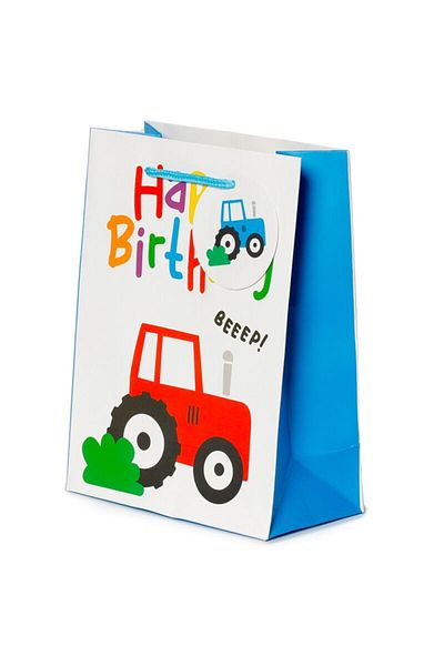 Puckator Sacosa / punga cadou Tractor, text Happy Birthday, Little Tractors, tematica Aniversara pentru copii