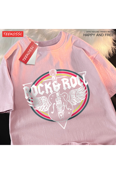 StartMore Y2K Vintage T-Shirt Tee Rock Roll Electric Guitar