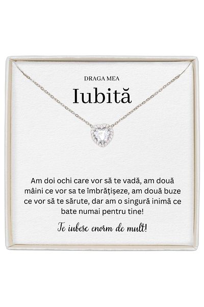 The Jewel Heart Unforgettable Gift For Girlfriend, Crystal Necklace With Heart, 41+5 cm
