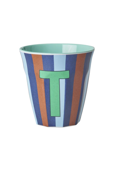 RICE Melamin Çizgili Bardak - Mavi T