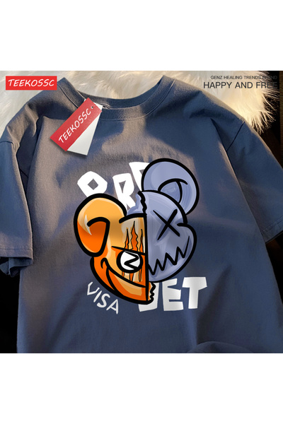 StartMore تي شيرت Y2k Vintage تي شيرت مطبوع عليه رسوم كرتونية ممتعة لوجه الدب