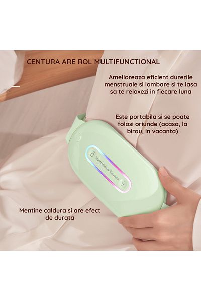 Clavi Centură abdominală portabilă pentru masaj și încălzire, durere antimenstruală, verde mentă