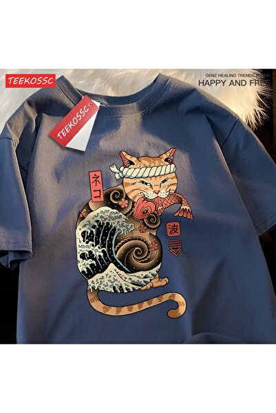 StartMore تي شيرت Y2k Vintage تي شيرت ياباني Harajuku ukiyo-e cat