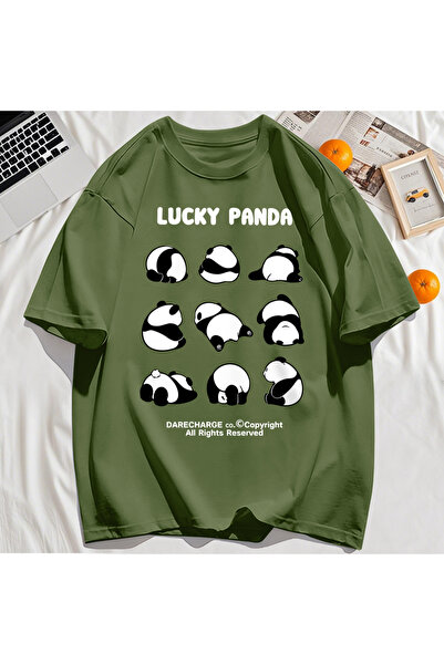 StartMore Y2K Vintage T-Shirt Tee Lucky Panda All Right Reserved Pattern