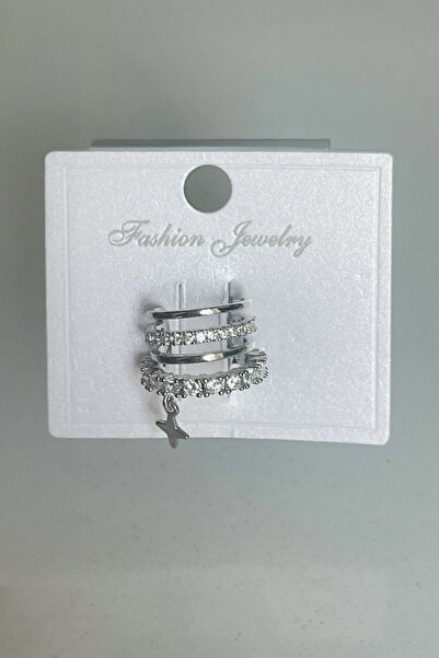fk studio design Zirkon Taşlı Sallantılı 4 Şerit Earcuff Kıkırdak Küpe