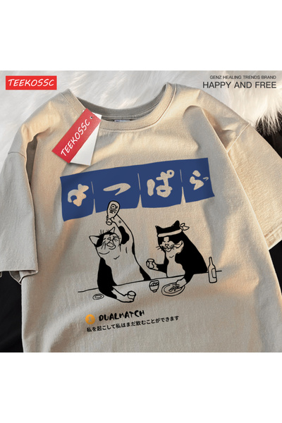 StartMore تي شيرت Y2k Vintage تي شيرت Harajuku للقطط اليابانية