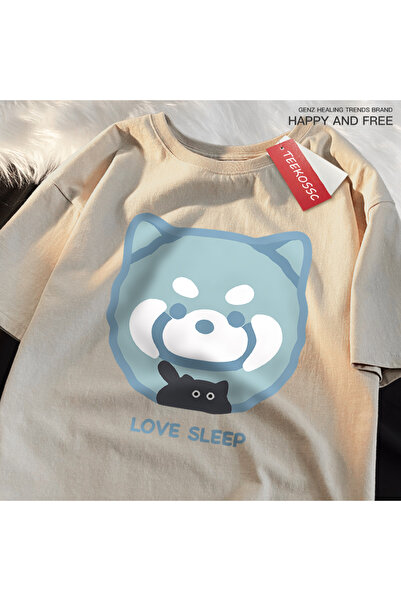 StartMore تي شيرت Y2k Vintage تي شيرت Love Sleep Blue Raccoon