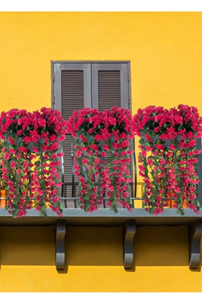 Nettenevime Yapay Çiçek Fuşya Begonvil Sarkan Menekşe Antrasit Küpeşte Askılı Saksıda Balkon Çiçeği Çiçek Sepeti