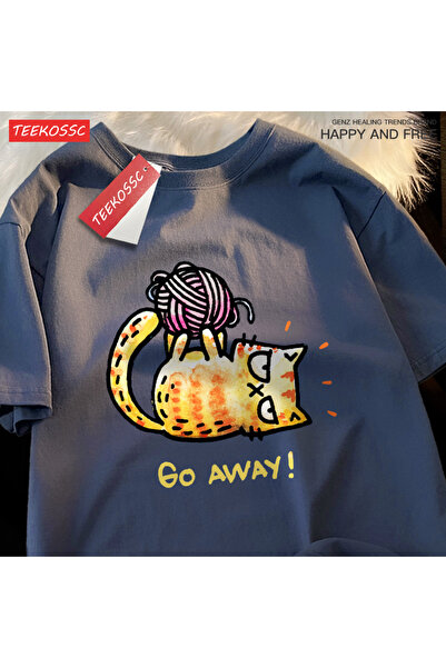 StartMore تي شيرت Y2k Vintage Tee Go Away خيط قطة على كرة