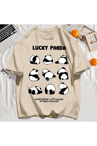 StartMore Y2K Vintage T-Shirt Tee Lucky Panda All Right Reserved Pattern
