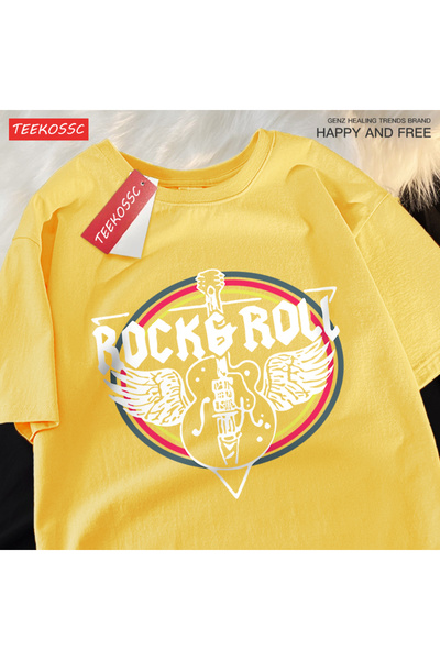 StartMore Y2K Vintage T-Shirt Tee Rock Roll Electric Guitar