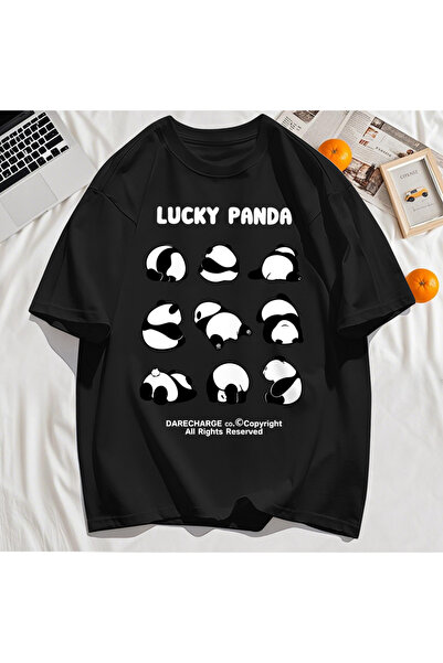 StartMore Y2K Vintage T-Shirt Tee Lucky Panda All Right Reserved Pattern