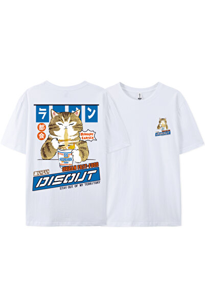 StartMore تي شيرت Y2k Vintage تي شيرت Harajuku Cat Cartoon يأكل النودلز