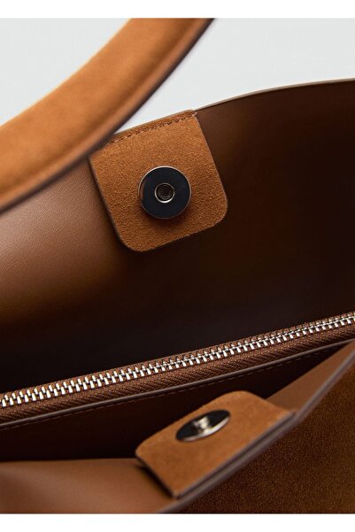 MANGO Woman Büyük boy süet deri shopper çanta