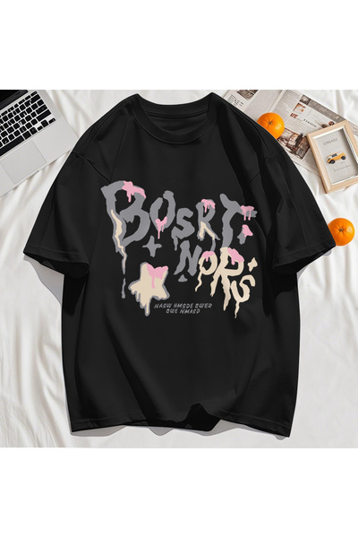 StartMore تي شيرت Y2k Vintage تي شيرت مطبوع عليه حرف Hash Bosrt Nqrs