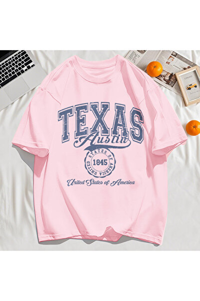 StartMore Y2K Vintage T-Shirt Tee Texas Usa 1845 Hollow Out Art Letter Print