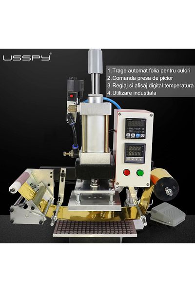 USSPY Presă termică automată pentru logo, brand, ștanțare la cald, cu folie sau ardere automată, 0-400°C