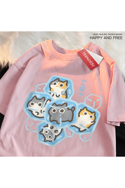 StartMore Y2k Vintage Tişört Tee Buz Kedi Eğlenceli Karikatür Kediler Baskı