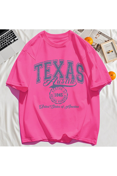 StartMore Y2K Vintage T-Shirt Tee Texas Usa 1845 Hollow Out Art Letter Print
