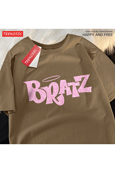 StartMore تي شيرت Y2k Vintage تي شيرت وردي بأحرف كرتونية Bratz
