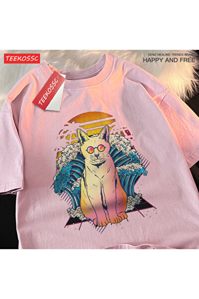 StartMore تي شيرت Y2k Vintage تي شيرت ياباني Harajuku Wave Glasses Cat