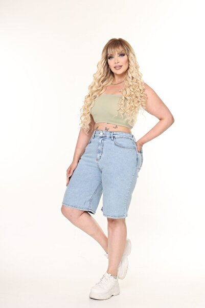 ASSO BÜYÜK BEDEN LİKRALI YÜKSEK BEL ŞORT