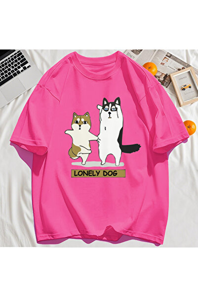 StartMore Y2K Vintage T-Shirt Tee Lonely Husky and Shiba Inu Print
