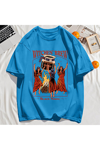 StartMore تي شيرت Y2k Vintage تي شيرت Halloween Brew Black Magic Print