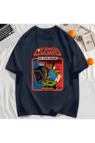 StartMore تي شيرت Y2k Vintage تي شيرت لعبة فيديو Brain Dead Print