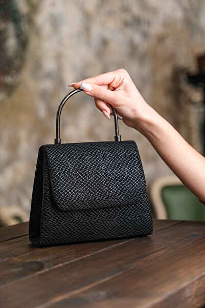 ROZA CANTA Geantă clutch portofoliu pentru rochie de seară neagră pentru femei