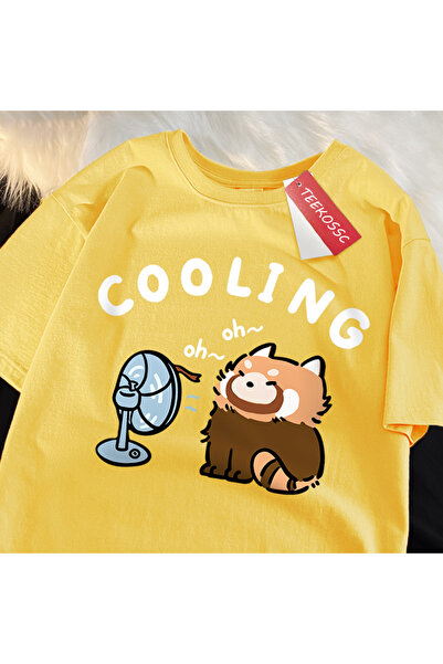 StartMore Y2K Vintage T-Shirt Tee Fun Raccoon Blowing a Fan