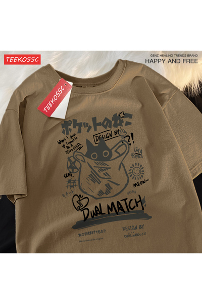 StartMore تي شيرت Y2k Vintage تي شيرت ياباني مرح ولطيف على شكل قطة هاراجوكو
