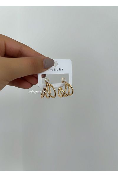 aksesuaris 3-Piece Gold Steel Earrings