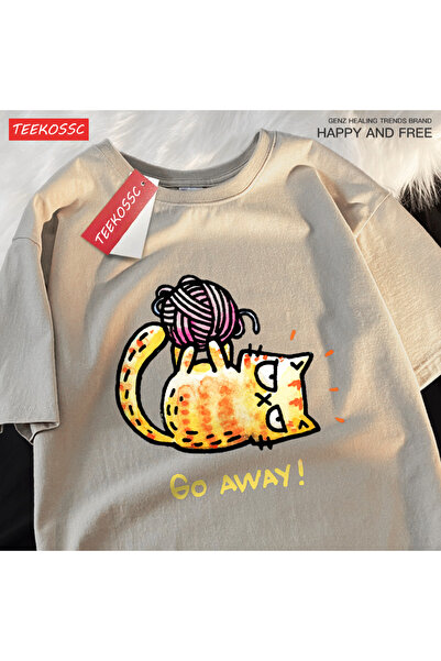 StartMore تي شيرت Y2k Vintage Tee Go Away خيط قطة على كرة