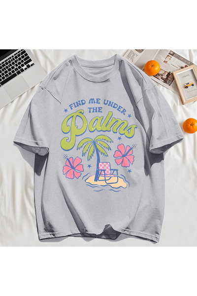 StartMore تي شيرت Y2k Vintage تي شيرت Find Me Palm Beach طباعة تصميم أشجار جو...