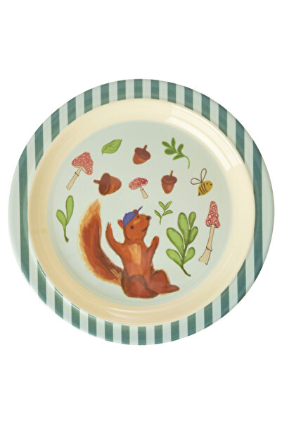 RICE Melamin Çocuk Tabağı - Yeşil Tatlı Orman