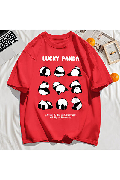StartMore تي شيرت Y2k Vintage تي شيرت Lucky Panda بنمط محفوظ بالكامل
