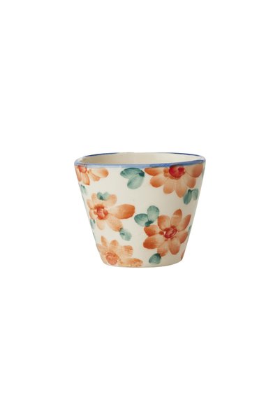 RICE El Yapımı Oval Seramik Espresso Kupa - Vintage Çiçek