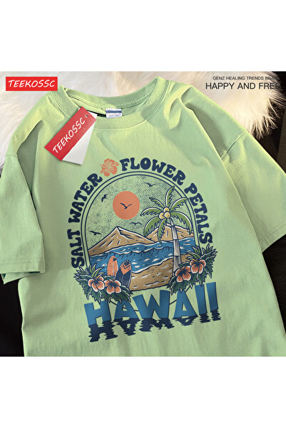 StartMore تي شيرت Y2k Vintage تي شيرت أوراق زهرة الماء المالح هاواي