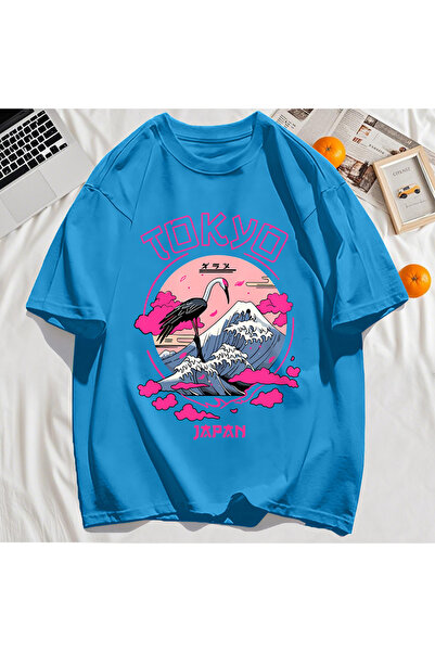 StartMore Y2K Vintage T-Shirt Tee Tokyo Japan Harajuku Crane Pattern