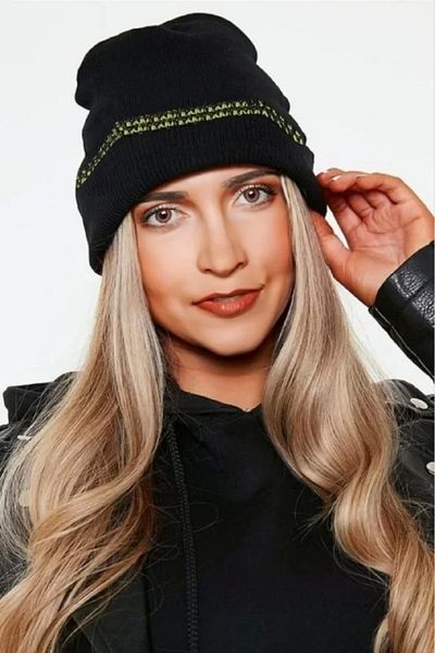 ALYAM BAGS قبعة نسائية منسوجة باللون الأسود اللامع